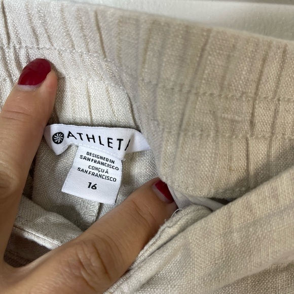 Athleta Women’s Voyager Linen Ankle Pants Elastic Waist Sz 16 Casual Relax Fit - Picture 5 of 11